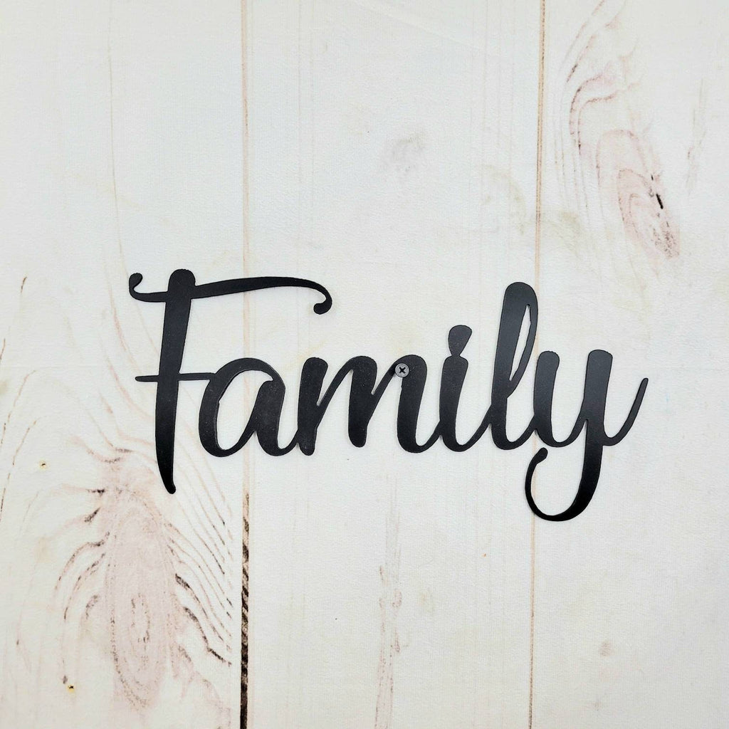 Family Metal Wall Sign Aluminum Sign — front view on white background