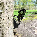 Peeking Rooster Metal Garden Stake Metal Garden Stake — front view on white background