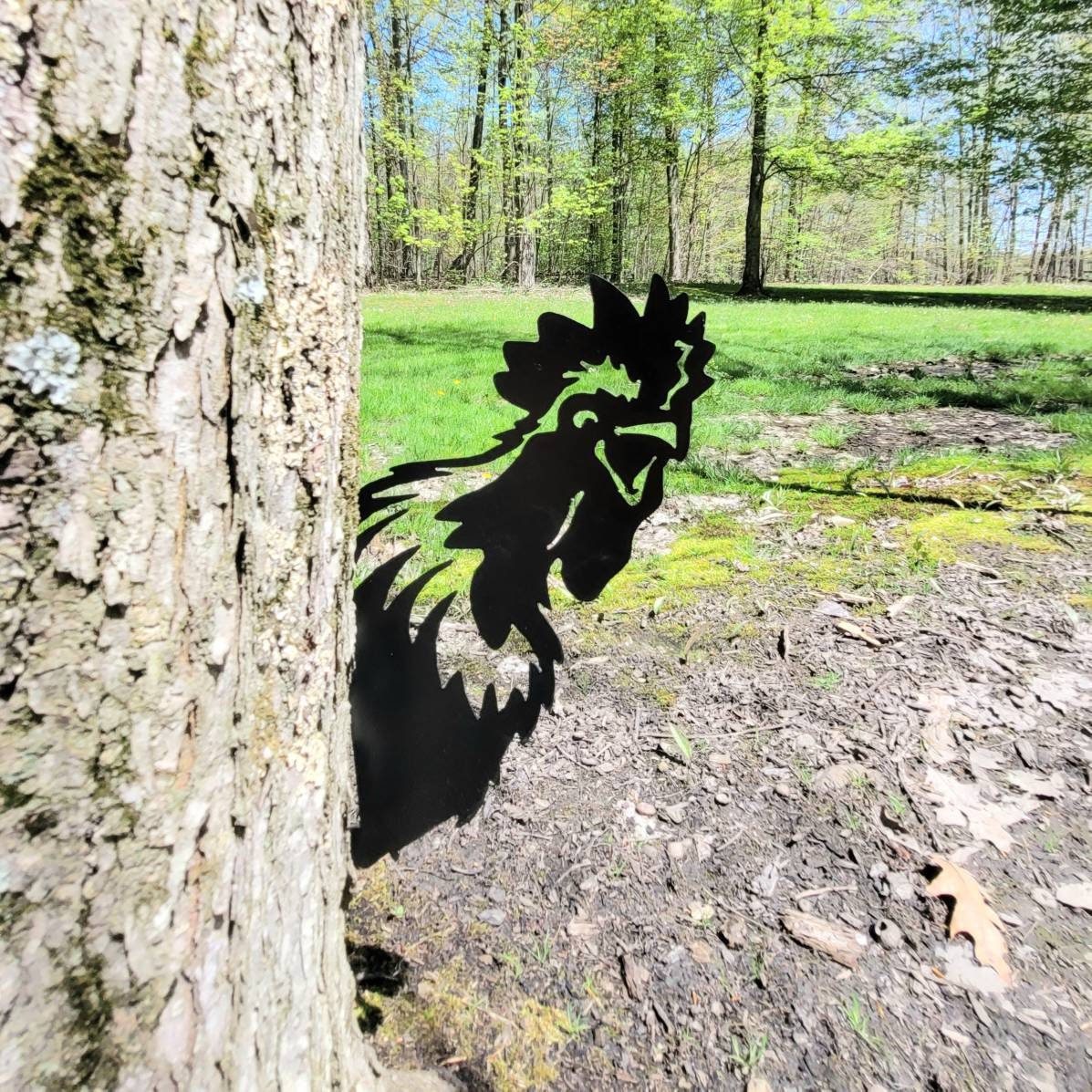 Peeking Rooster Metal Garden Stake Metal Garden Stake — alternate angle