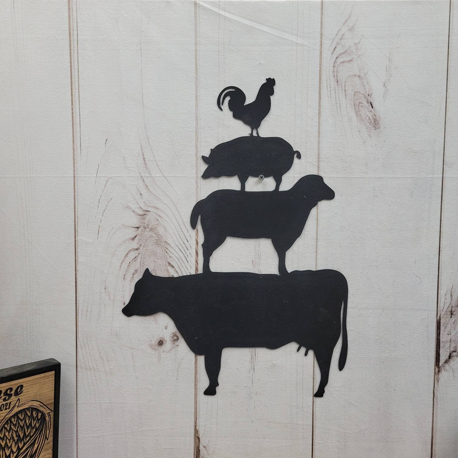 Stacked Farm Animals Metal Sign Aluminum Sign — lifestyle setting