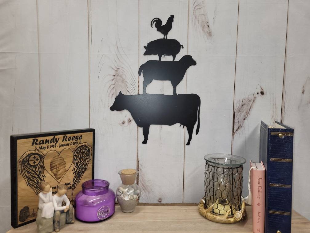 Stacked Farm Animals Metal Sign Aluminum Sign — detail view