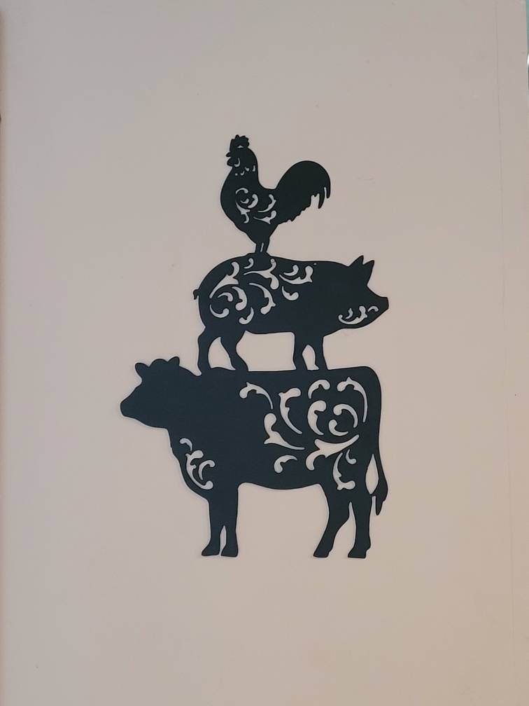Stacked Farm Animals Metal Sign Aluminum Sign — alternate angle
