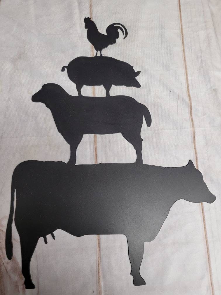 Stacked Farm Animals Metal Sign Aluminum Sign — alternate angle