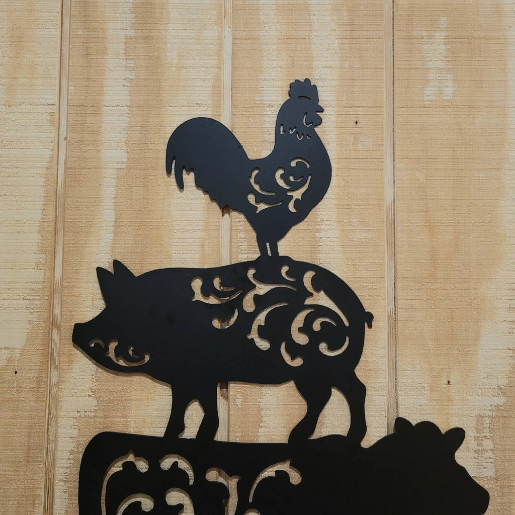 Stacked Farm Animals Metal Sign Aluminum Sign — alternate angle