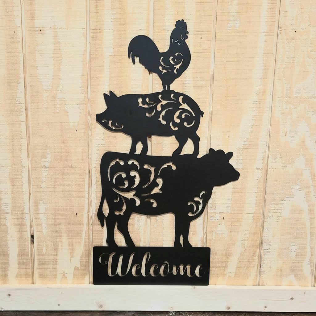 Stacked Farm Animals Metal Sign Aluminum Sign — alternate angle