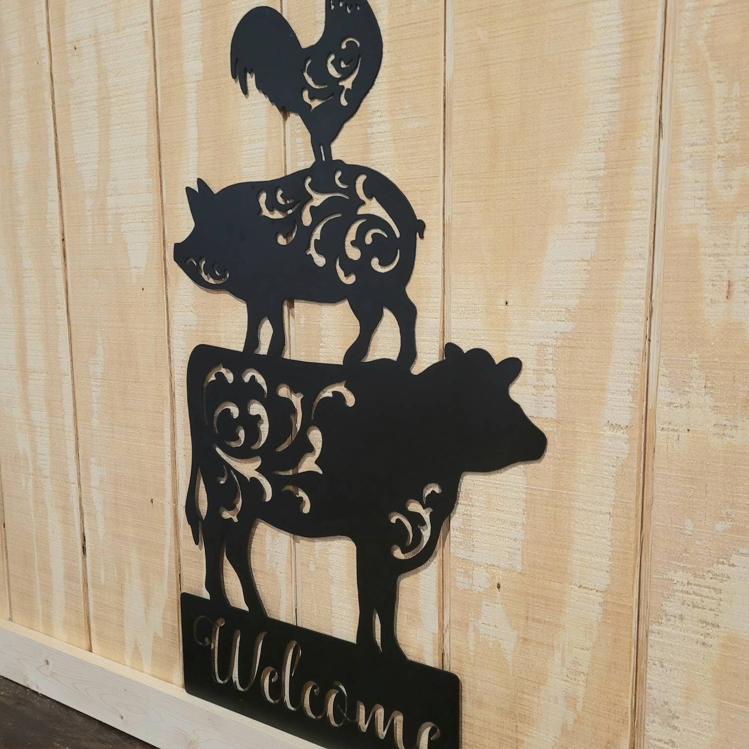 Stacked Farm Animals Metal Sign Aluminum Sign — alternate angle