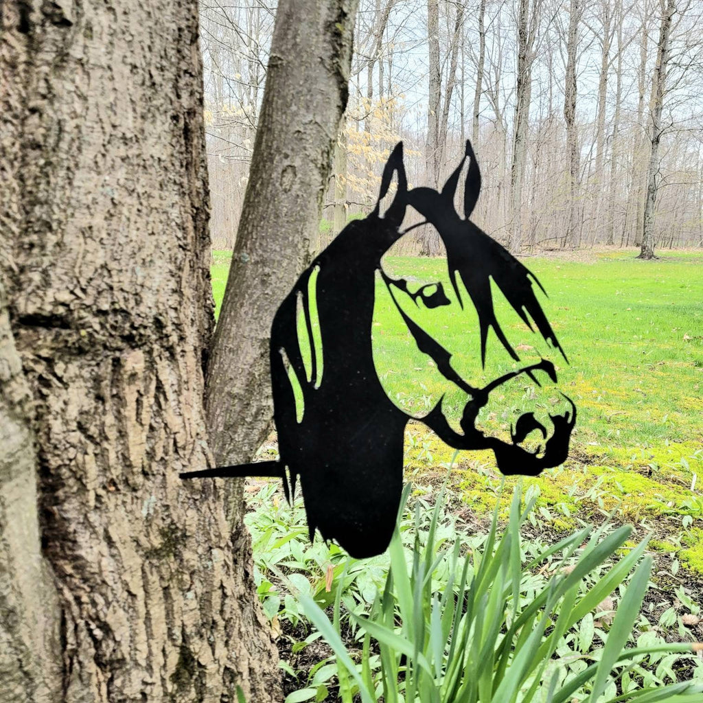 Horse Metal Garden Stake Metal Garden Stake — front view on white background