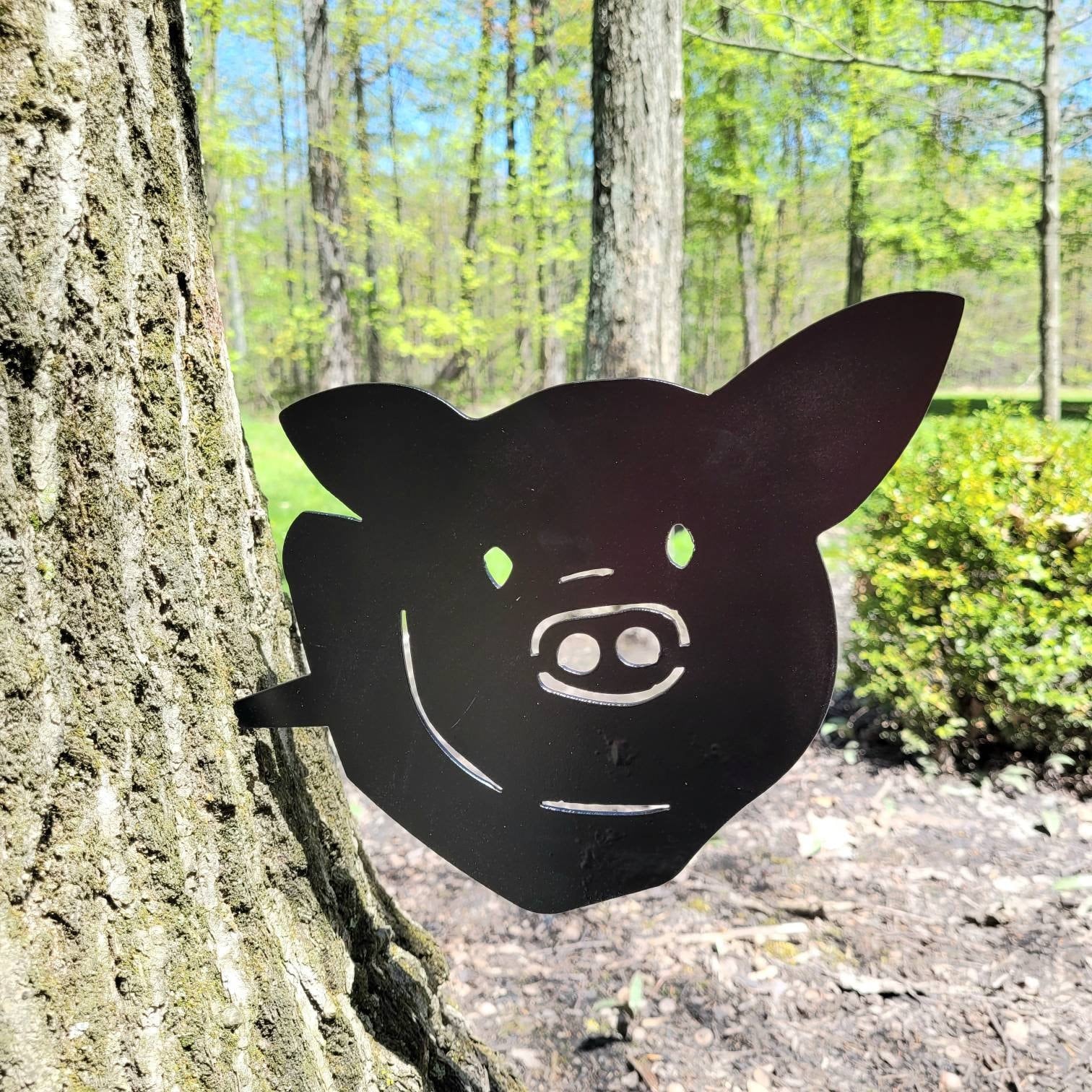 Pig Metal Garden Stake Metal Garden Stake — front view on white background