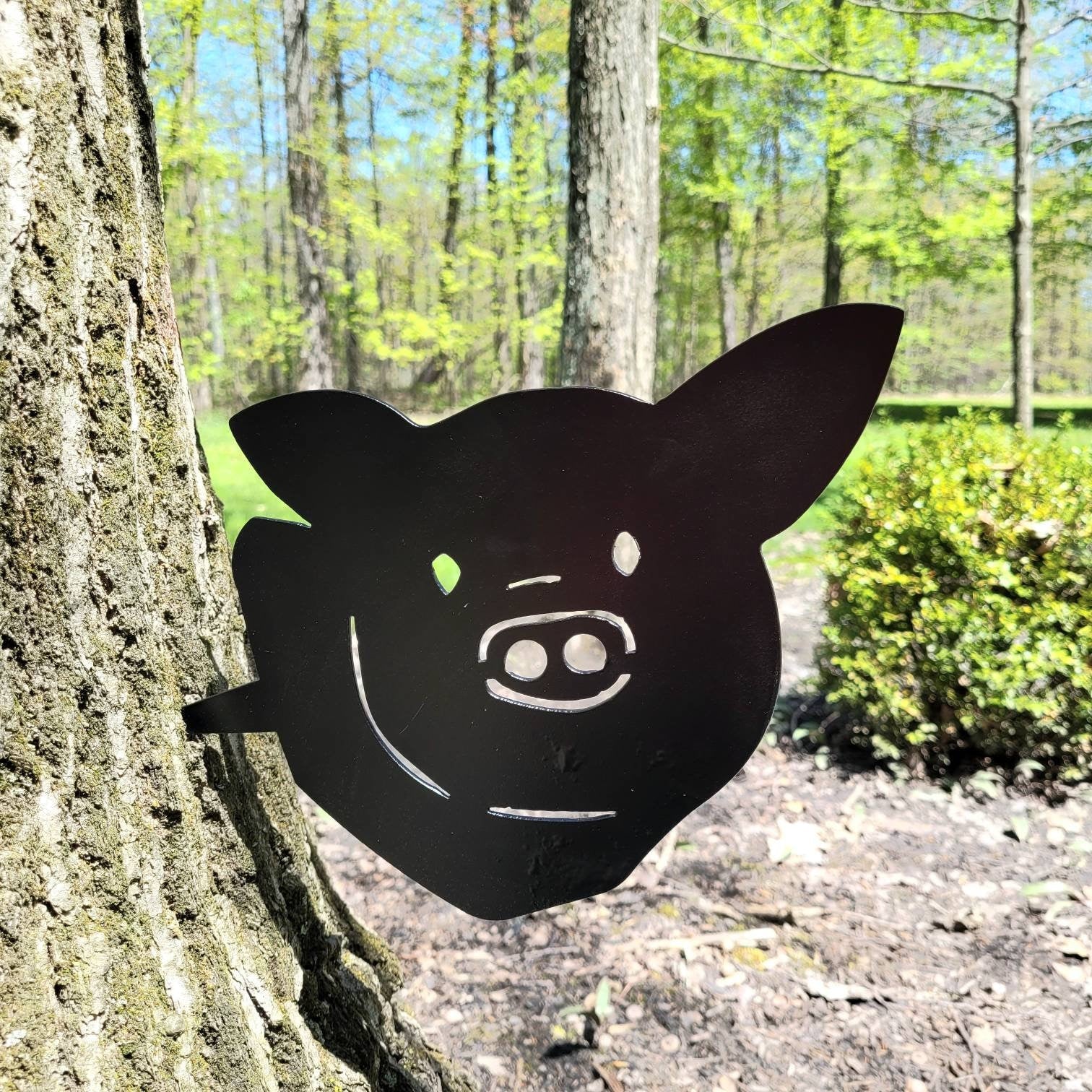 Pig Metal Garden Stake Metal Garden Stake — lifestyle setting