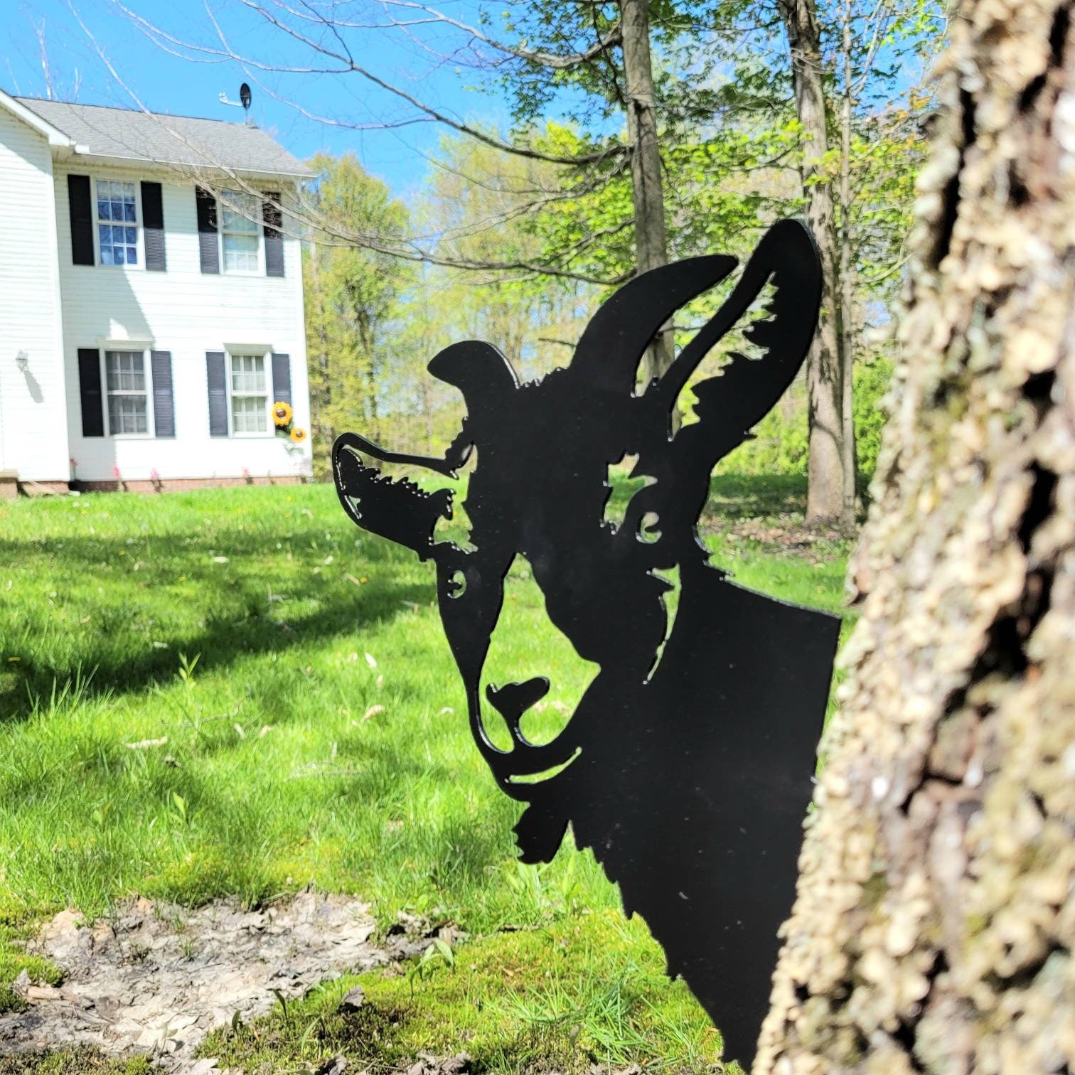Goat Metal Garden Stake Metal Garden Stake — lifestyle setting