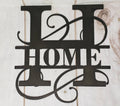 Home Split Letter Monogram Aluminum Sign — front view on white background