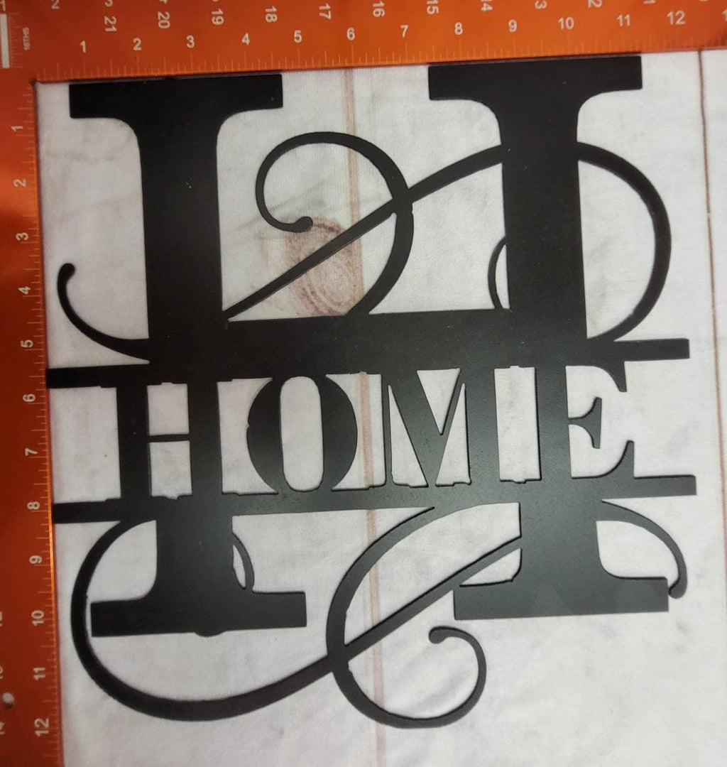 Home Split Letter Monogram Aluminum Sign — detail view
