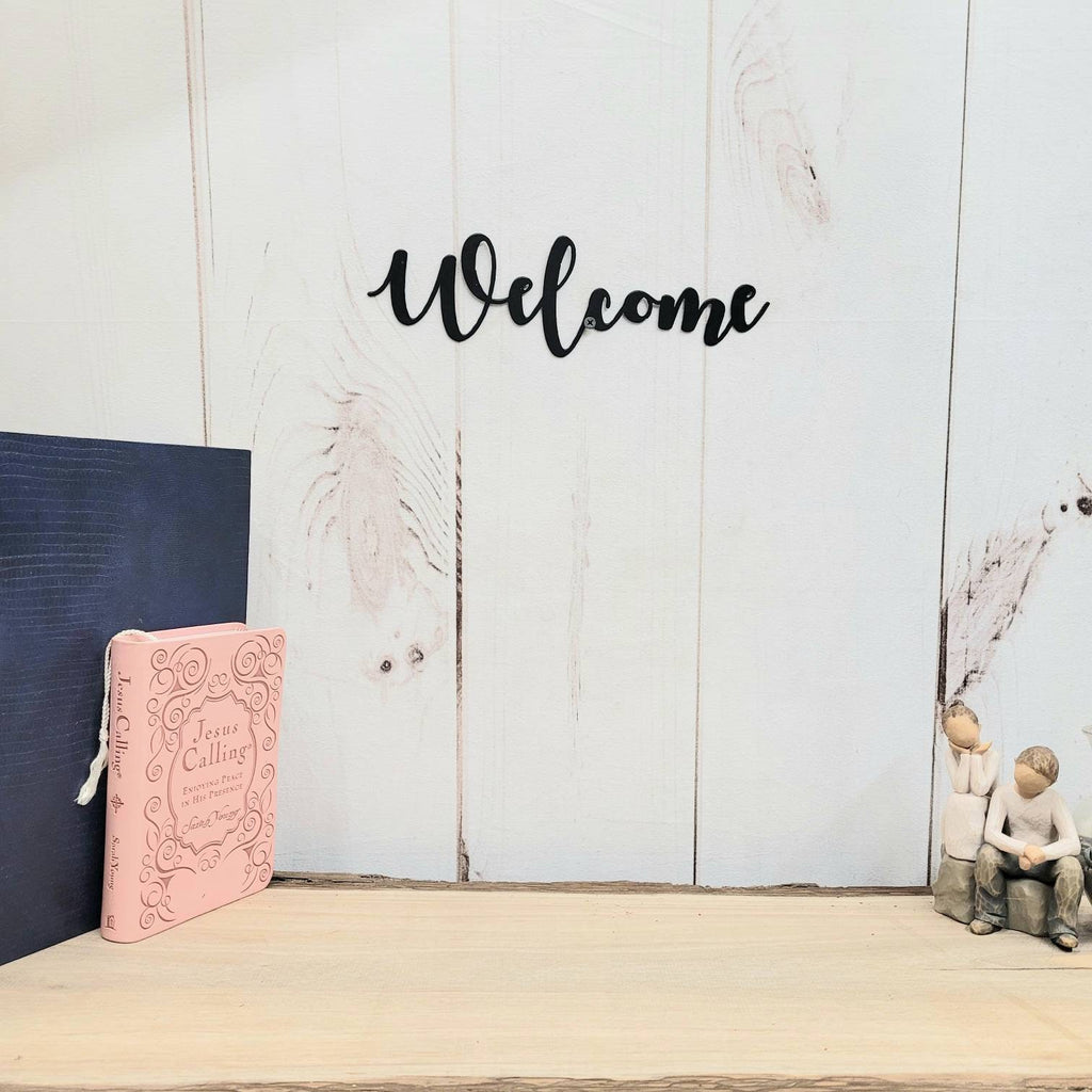 Welcome Metal Wall Sign Aluminum Sign — lifestyle setting