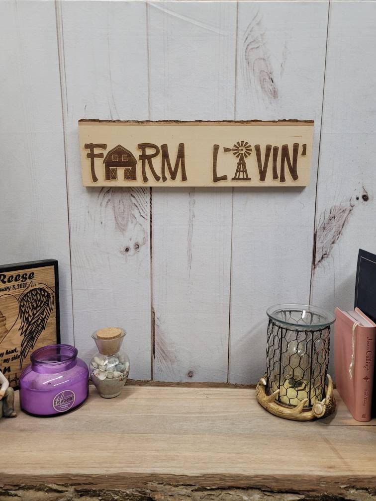 Live Edge Farmhouse Sign Wood Sign — lifestyle setting