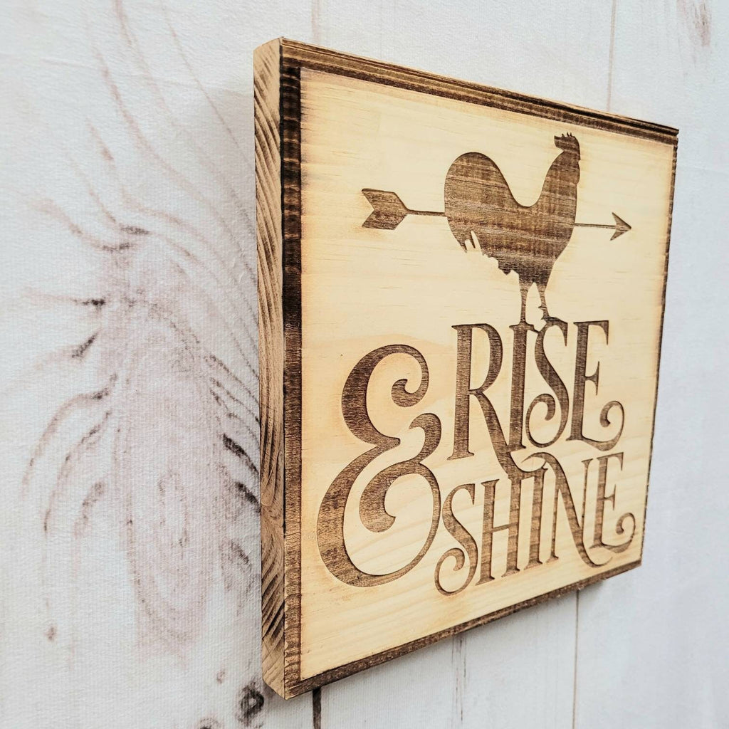 Rooster Farmhouse Wood Sign Wood Sign — detail view