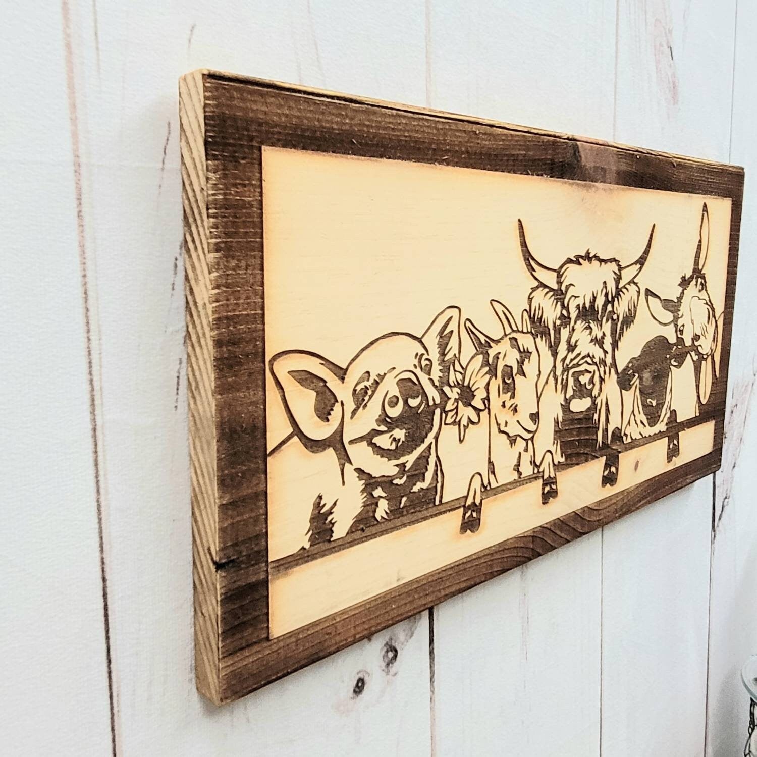 Farm Animals Wood Sign Wood Sign — detail view