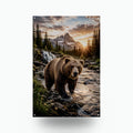 Grizzly Creek Sunrise Bear Metal Sign Aluminum Sign — front view on white background