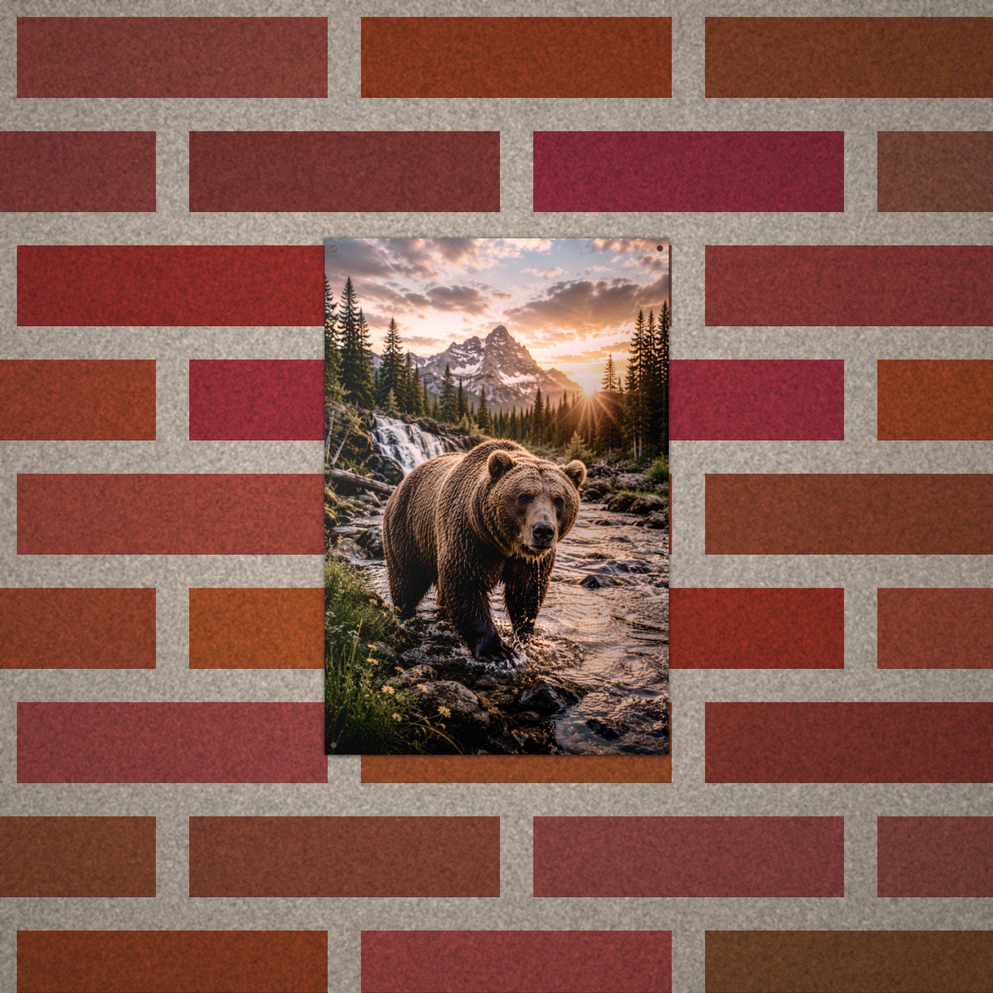 Grizzly Creek Sunrise Bear Metal Sign Aluminum Sign — alternate angle
