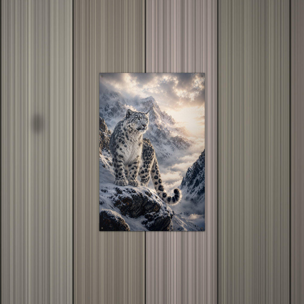 Snow Leopard Peaks Snow Leopard Metal Sign Aluminum Sign — alternate angle