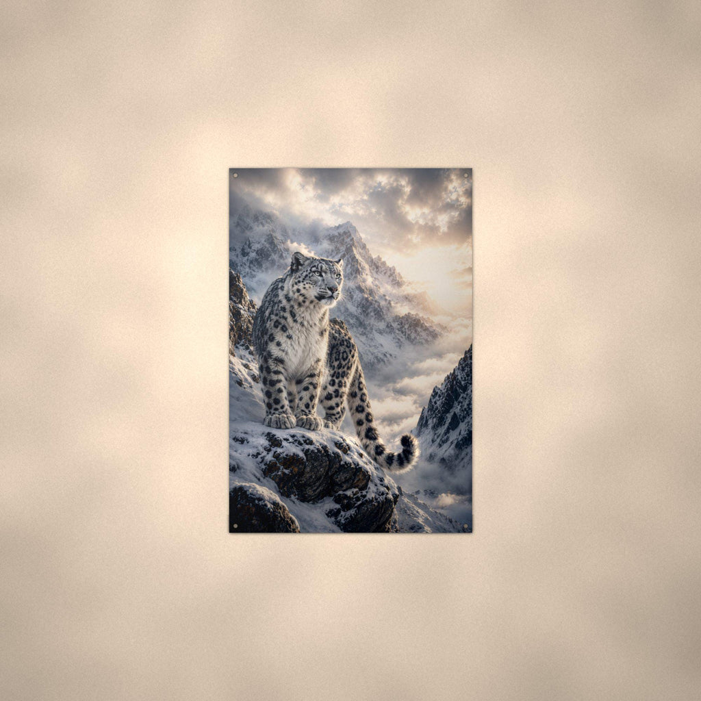 Snow Leopard Peaks Snow Leopard Metal Sign Aluminum Sign — alternate angle