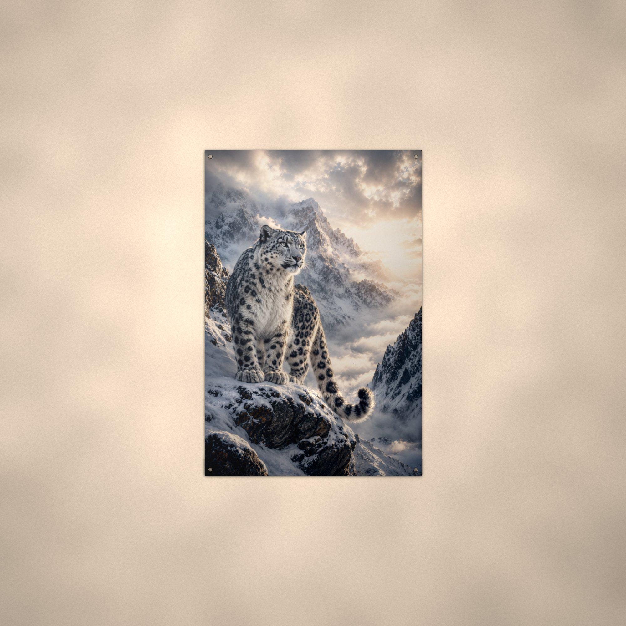 Snow Leopard Peaks Snow Leopard Metal Sign Aluminum Sign — alternate angle