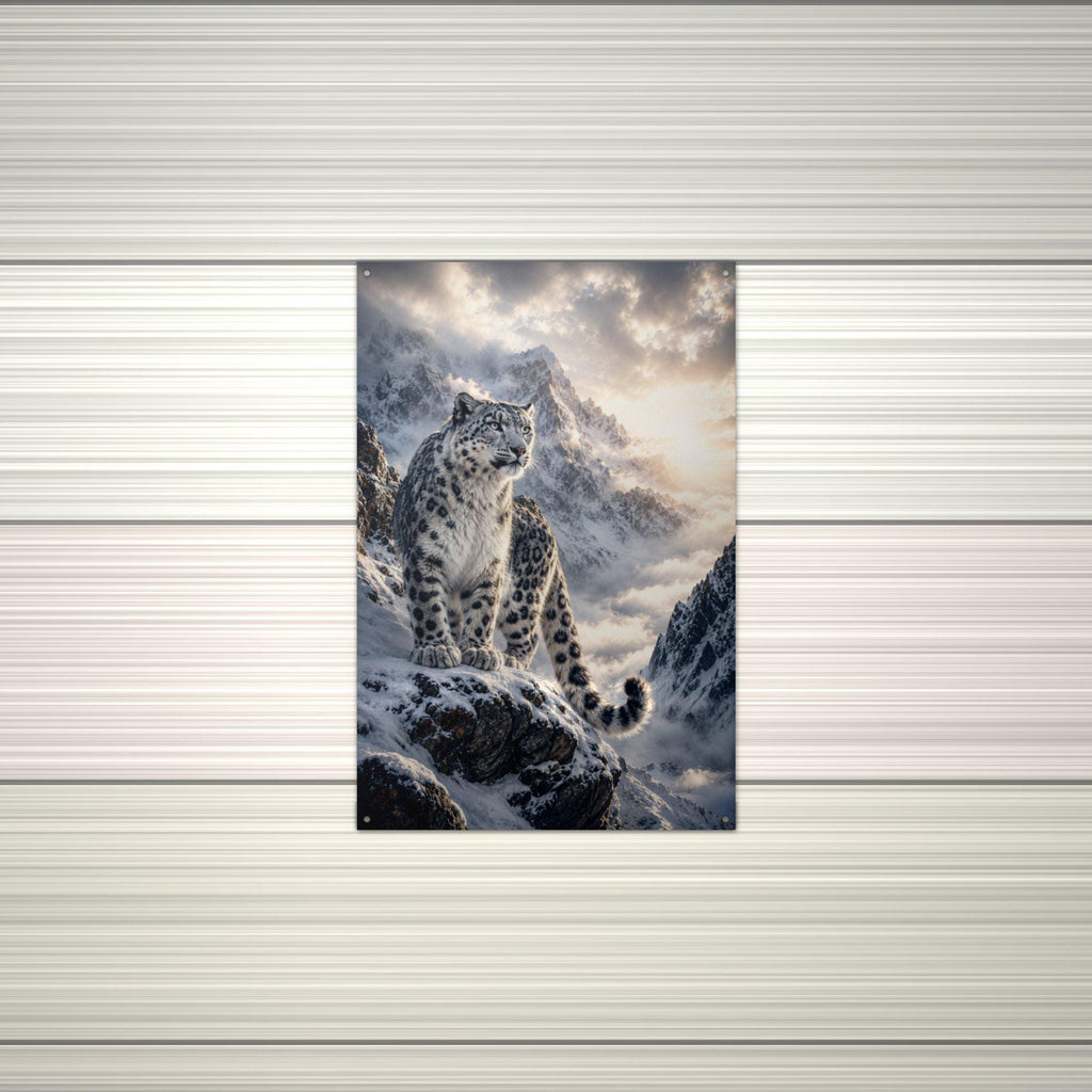 Snow Leopard Peaks Snow Leopard Metal Sign Aluminum Sign — alternate angle