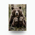 Mama Bear and Cubs Bear Metal Sign Aluminum Sign — front view on white background