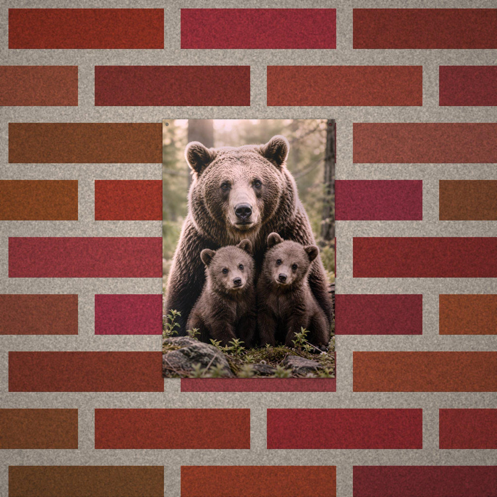 Mama Bear and Cubs Bear Metal Sign Aluminum Sign — alternate angle