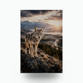 Coyote Ridge Sunset Coyote Metal Sign Aluminum Sign — front view on white background