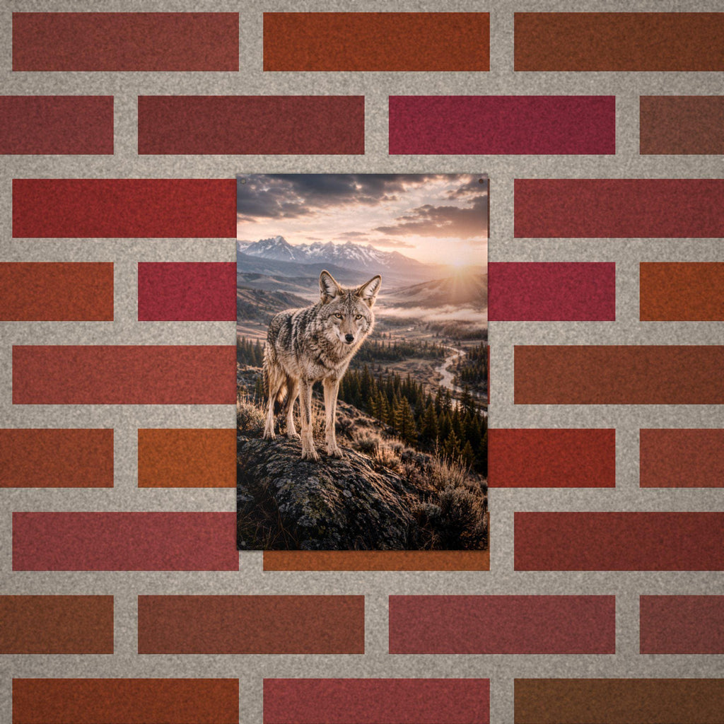 Coyote Ridge Sunset Coyote Metal Sign Aluminum Sign — alternate angle