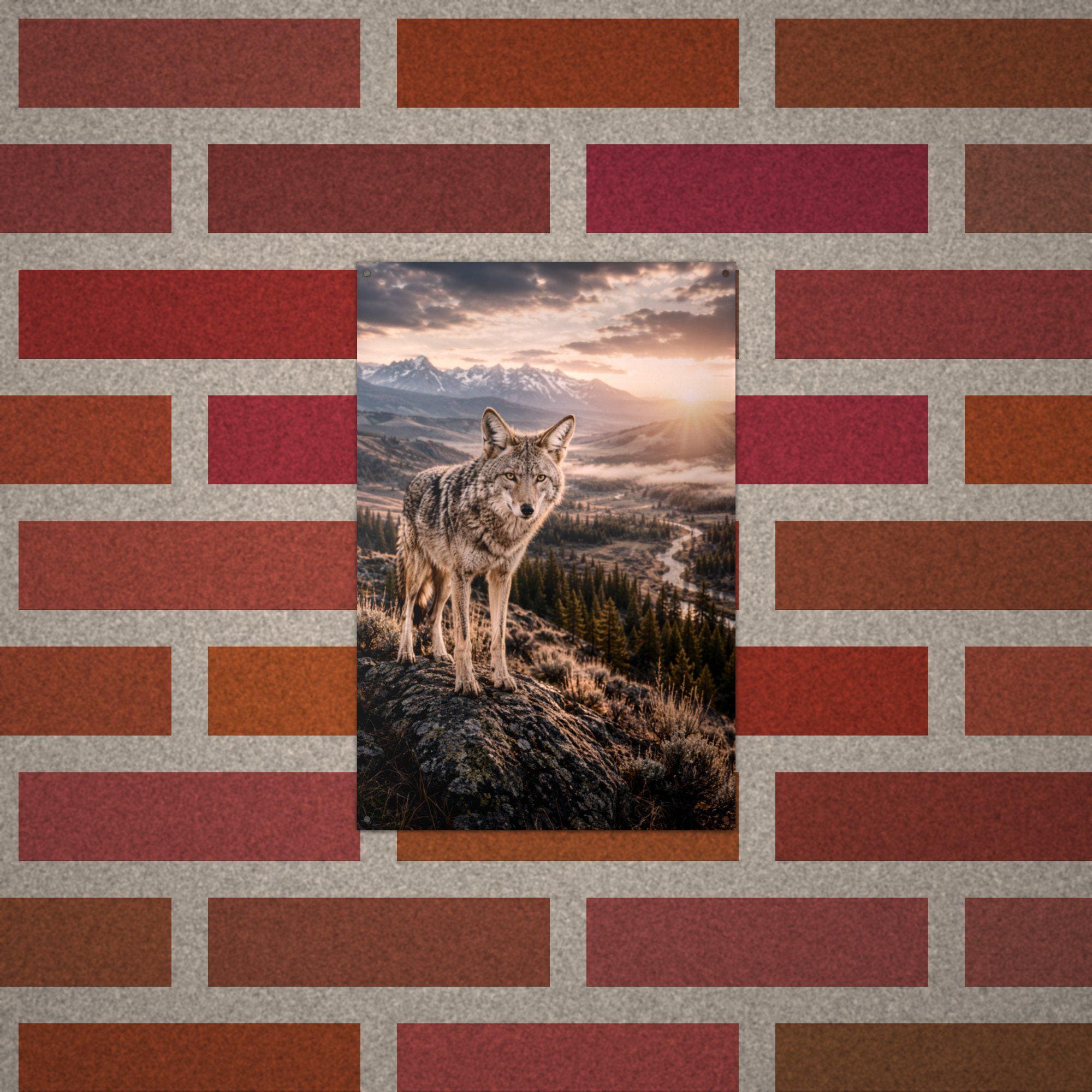 Coyote Ridge Sunset Coyote Metal Sign Aluminum Sign — alternate angle