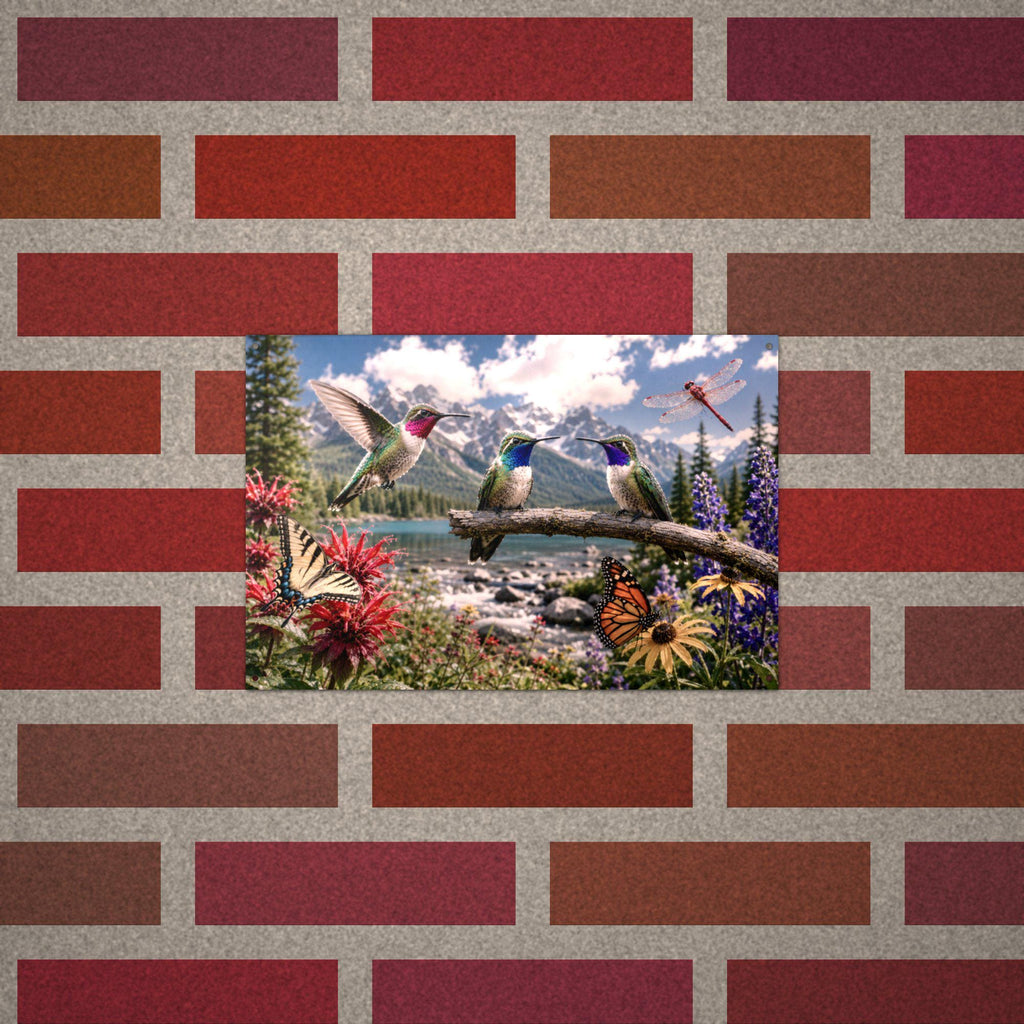Hummingbird Mountain Meadow Hummingbird Metal Aluminum Sign — alternate angle