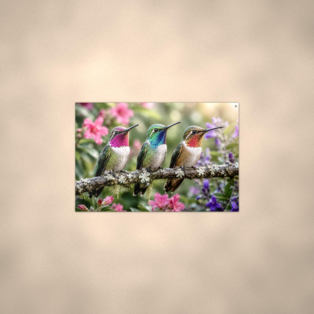 Three Hummingbirds Hummingbird Metal Sign Aluminum Sign — alternate angle