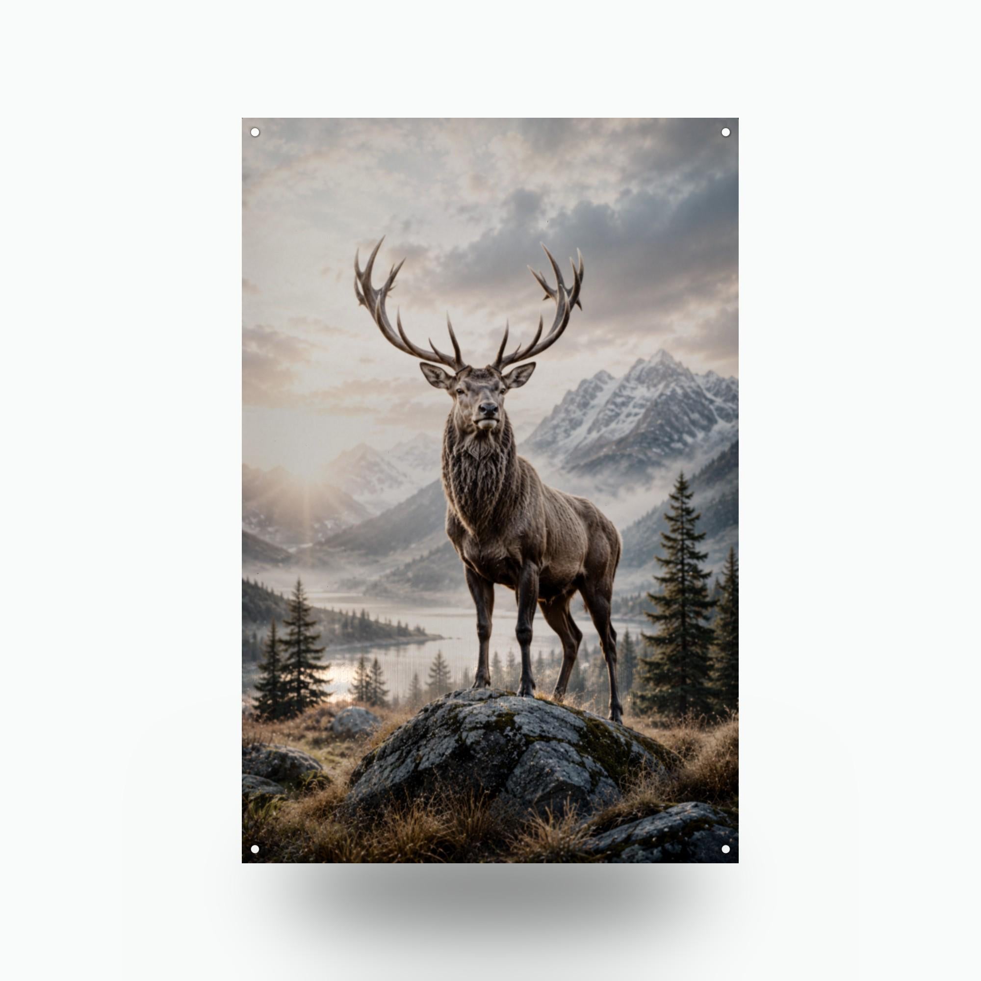 Elk Mountain Morning Elk Metal Sign Aluminum Sign — front view on white background