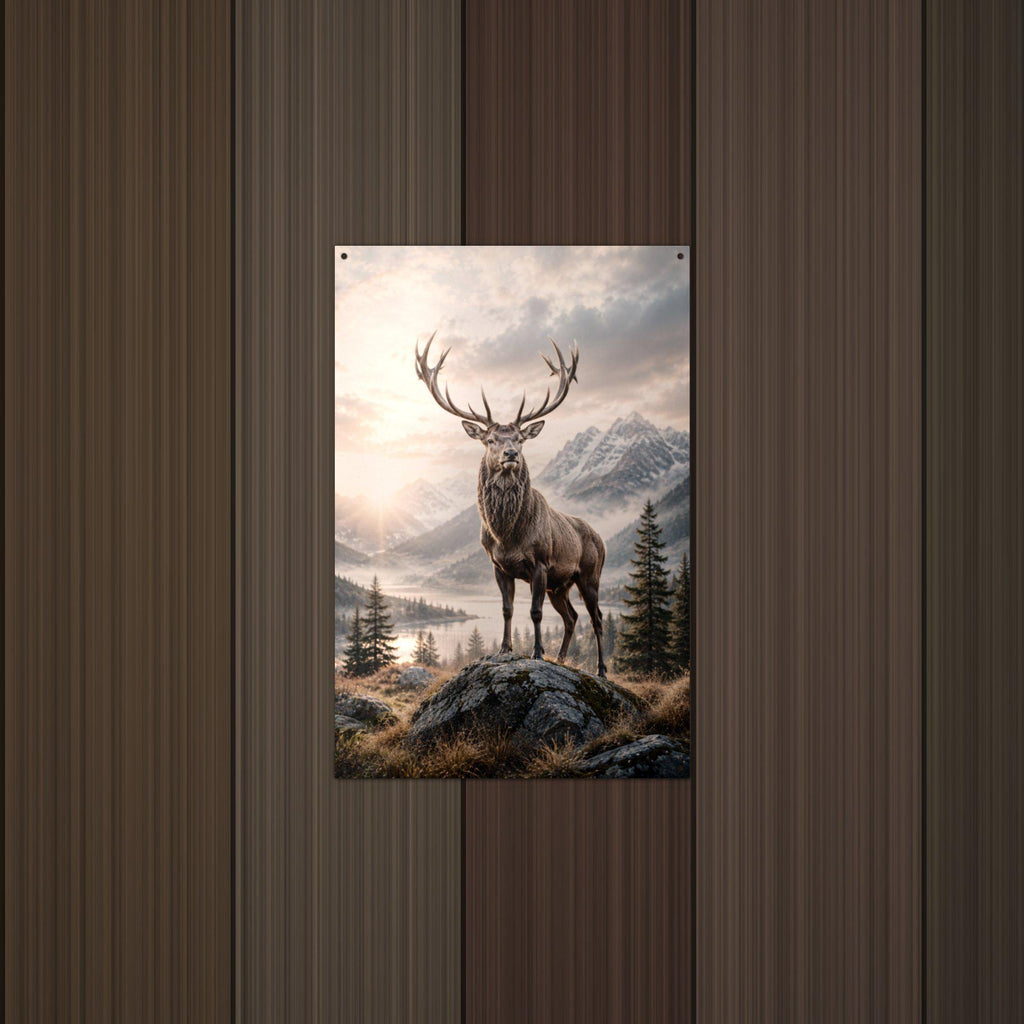 Elk Mountain Morning Elk Metal Sign Aluminum Sign — lifestyle setting
