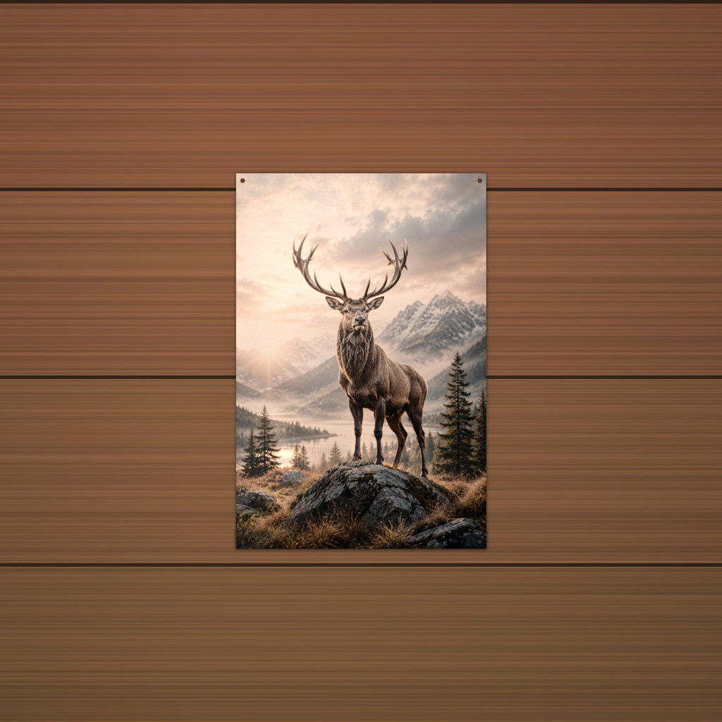 Elk Mountain Morning Elk Metal Sign Aluminum Sign — detail view