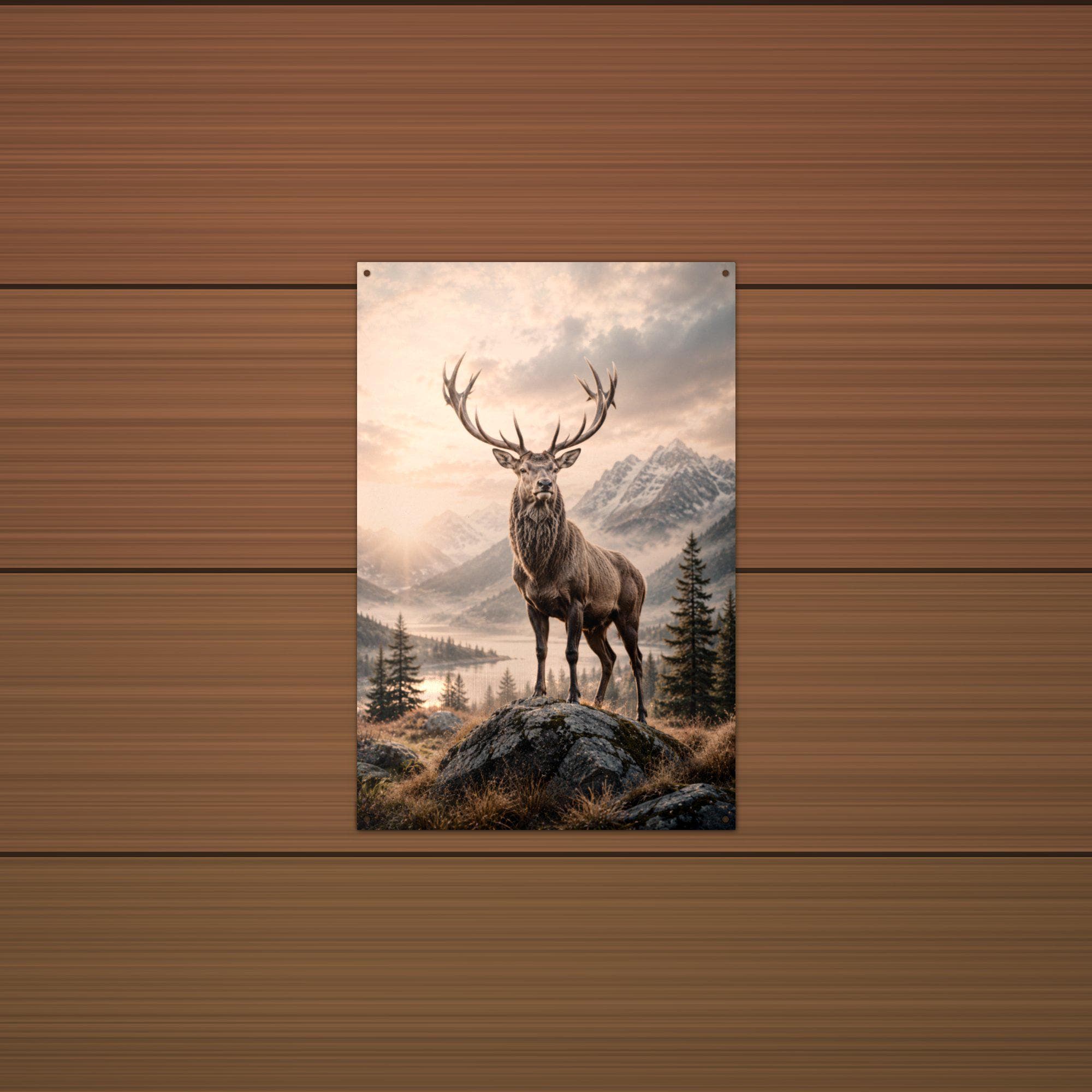 Elk Mountain Morning Elk Metal Sign Aluminum Sign — detail view