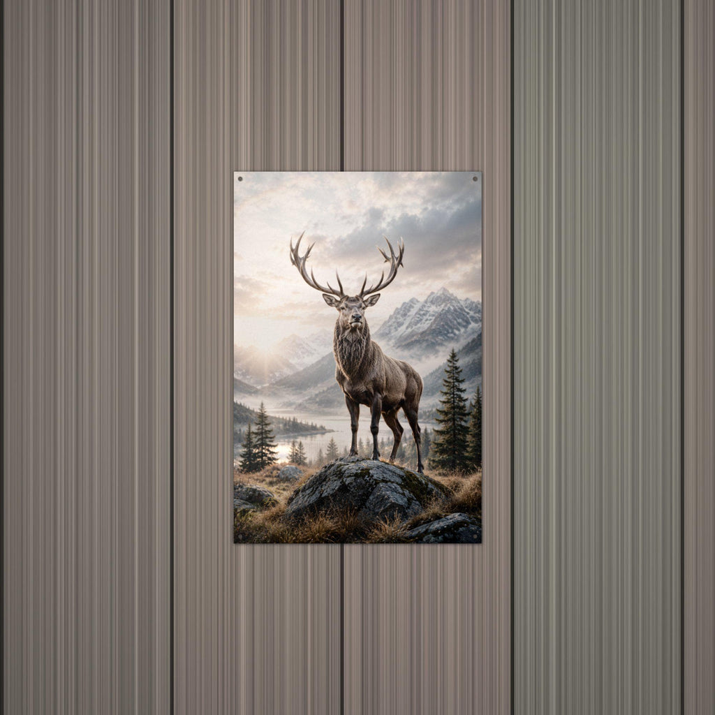 Elk Mountain Morning Elk Metal Sign Aluminum Sign — alternate angle