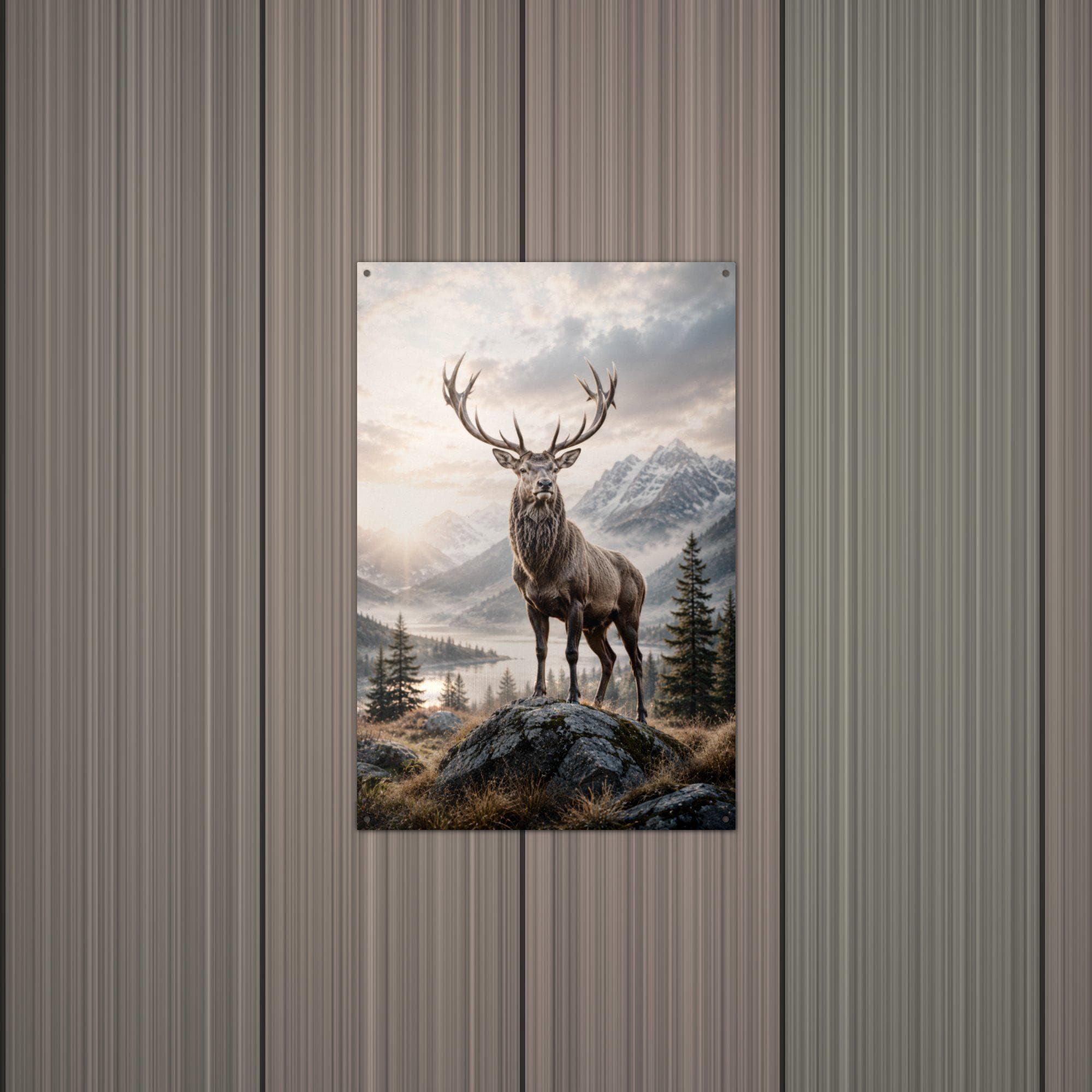 Elk Mountain Morning Elk Metal Sign Aluminum Sign — alternate angle