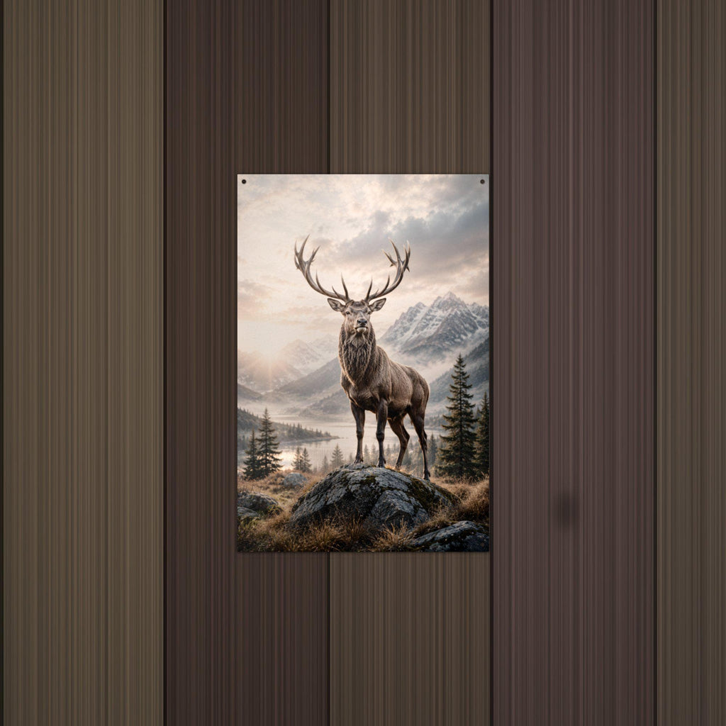 Elk Mountain Morning Elk Metal Sign Aluminum Sign — alternate angle
