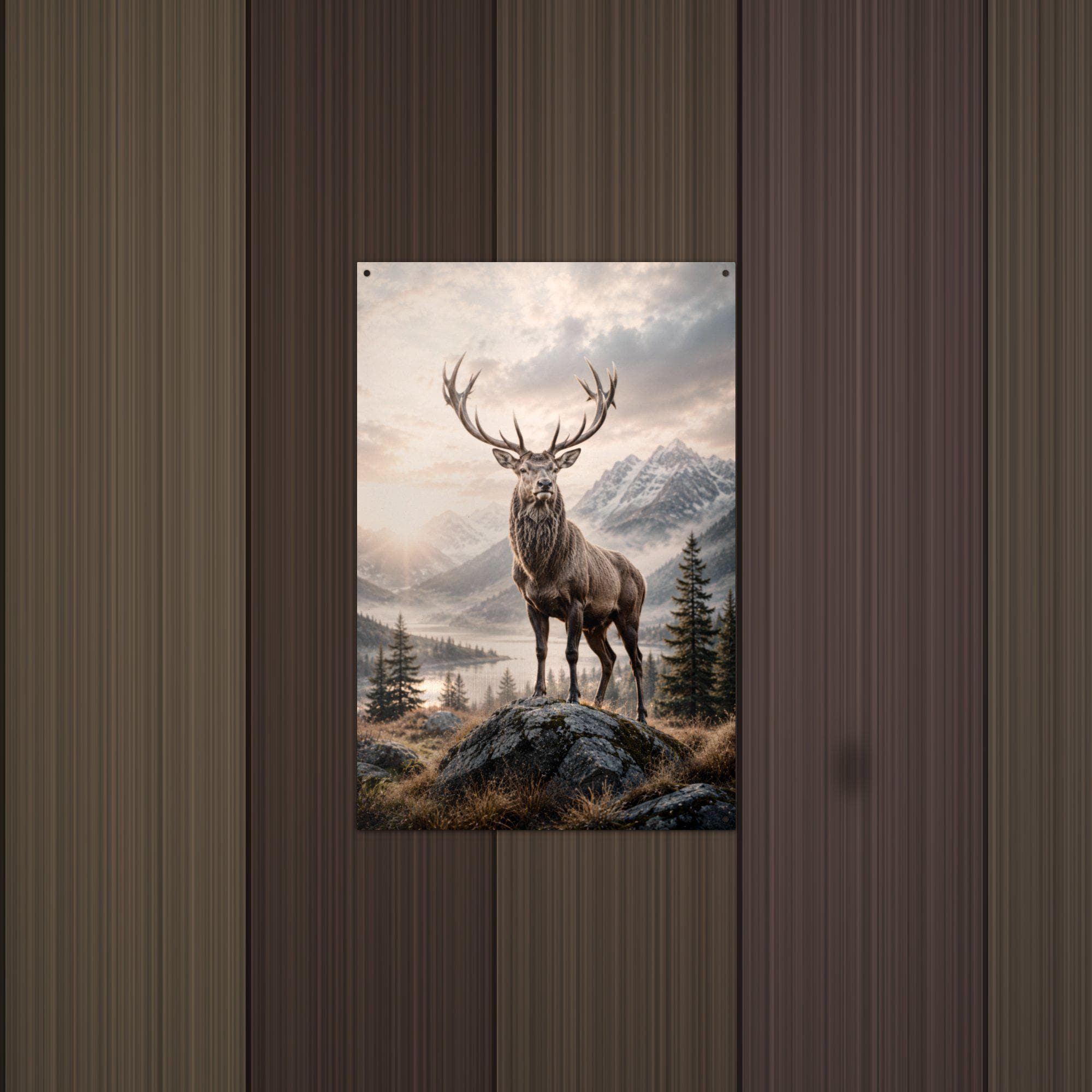 Elk Mountain Morning Elk Metal Sign Aluminum Sign — alternate angle