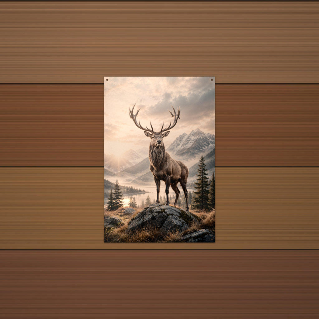 Elk Mountain Morning Elk Metal Sign Aluminum Sign — alternate angle