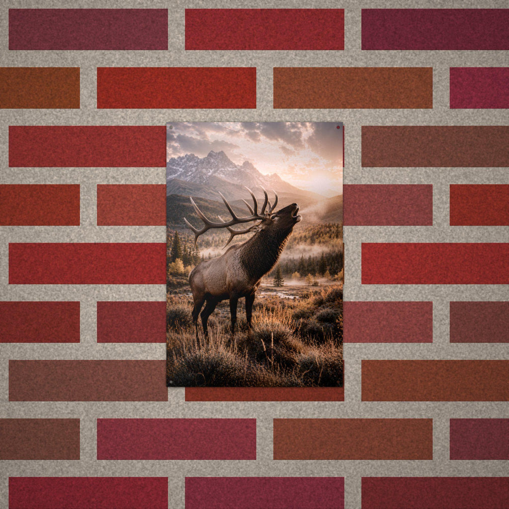 Bugling Elk Sunset Elk Metal Sign Aluminum Sign — alternate angle