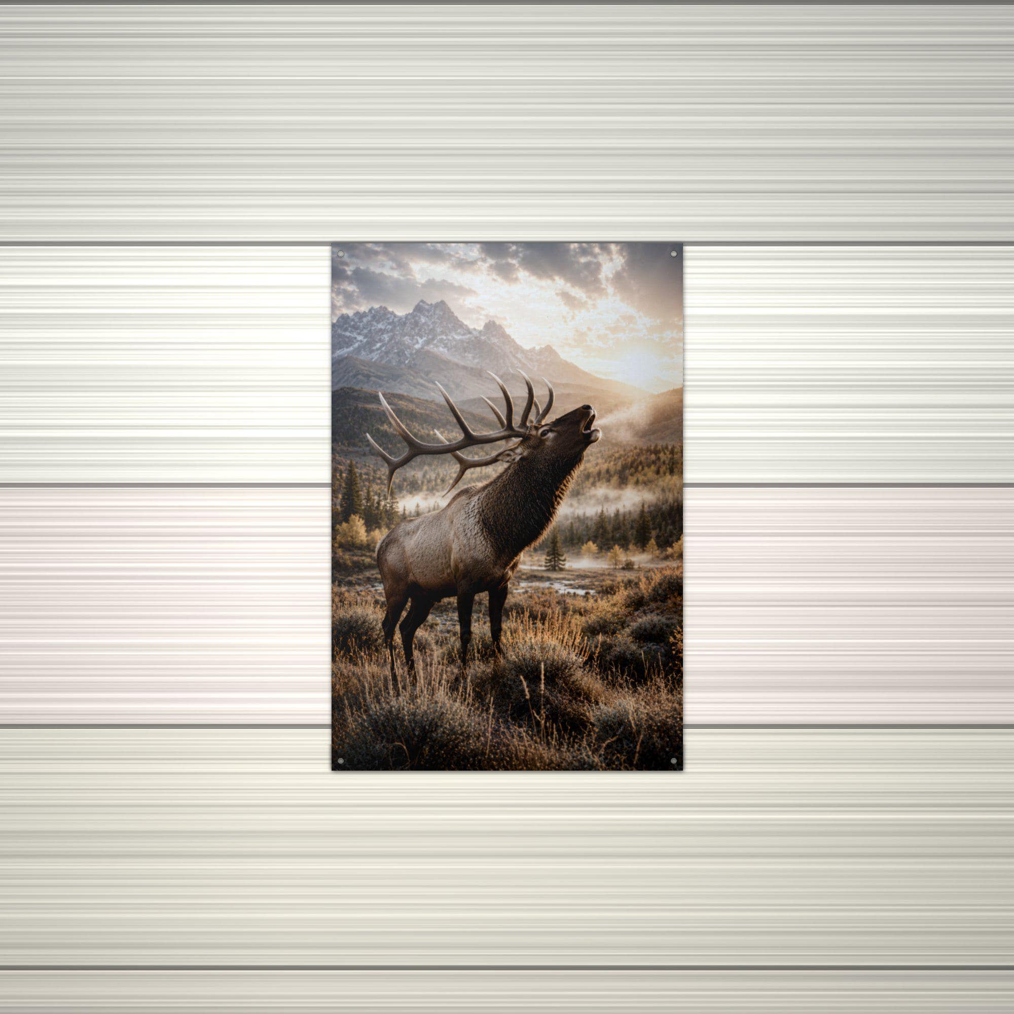Bugling Elk Sunset Elk Metal Sign Aluminum Sign — alternate angle