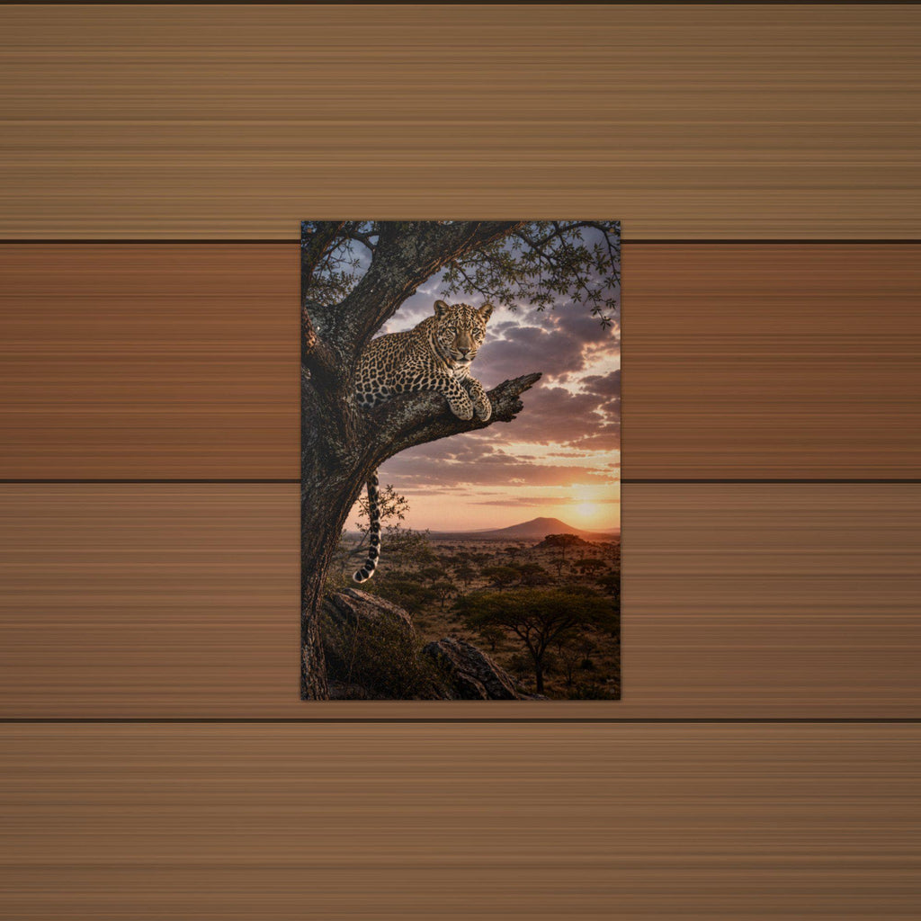 Leopard Tree Sunset Leopard Metal Sign Aluminum Sign — lifestyle setting