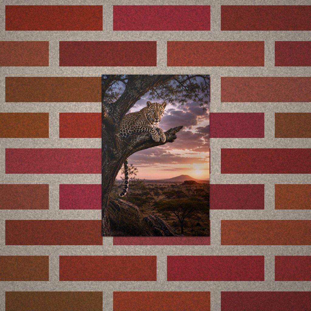 Leopard Tree Sunset Leopard Metal Sign Aluminum Sign — alternate angle