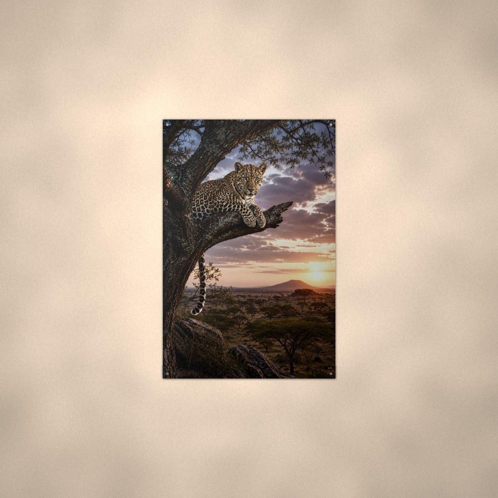 Leopard Tree Sunset Leopard Metal Sign Aluminum Sign — alternate angle