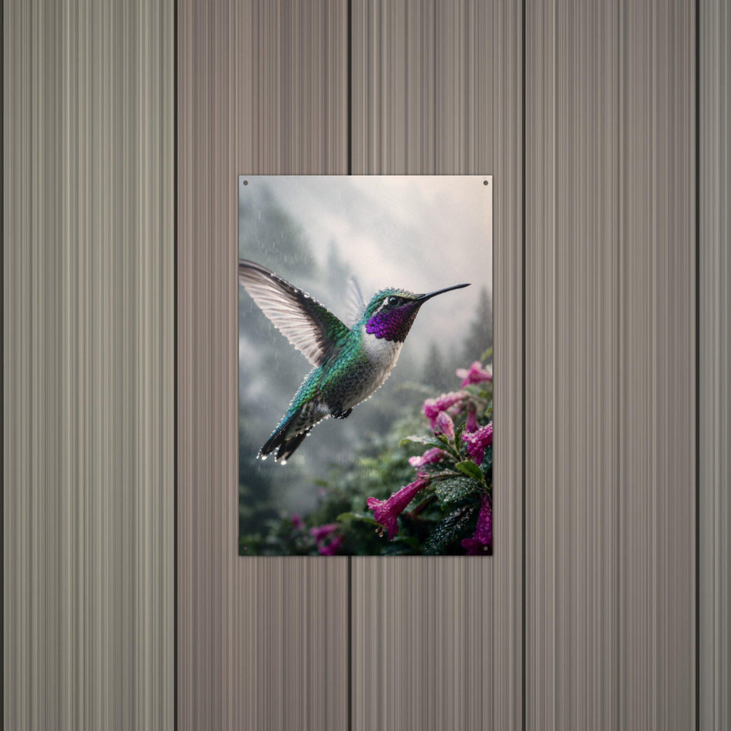 Rainy Day Hummingbird Hummingbird Metal Sign Aluminum Sign — alternate angle