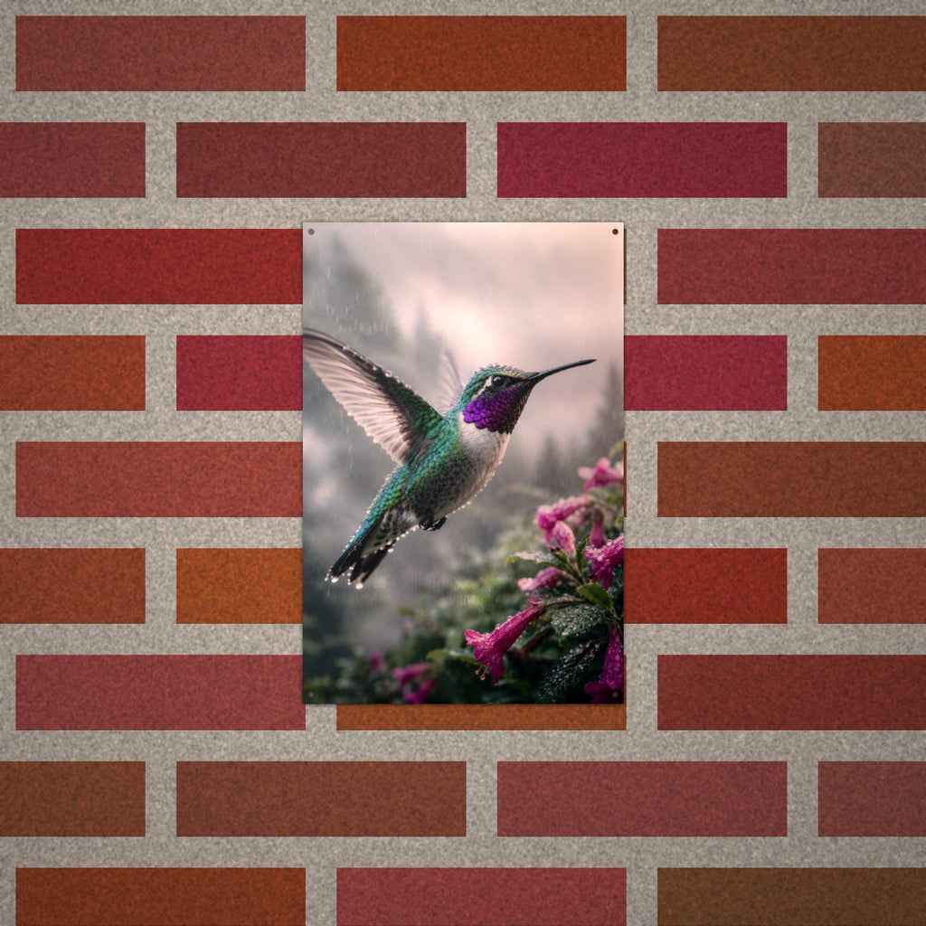 Rainy Day Hummingbird Hummingbird Metal Sign Aluminum Sign — alternate angle