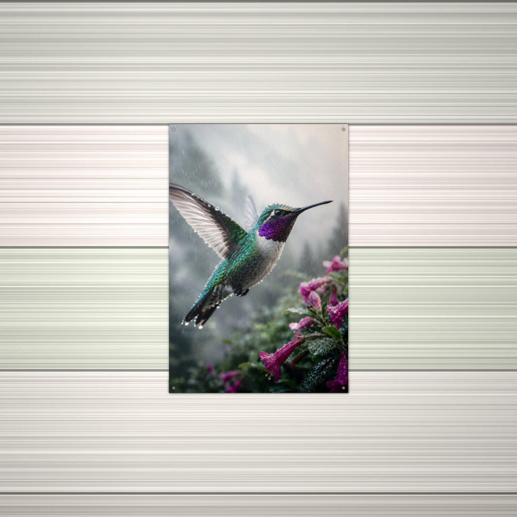 Rainy Day Hummingbird Hummingbird Metal Sign Aluminum Sign — alternate angle